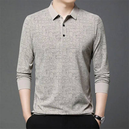 Men's Polo Plaid Long Sleeve  Loose Casual Polos Shirt