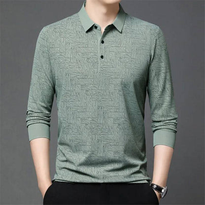 Men's Polo Plaid Long Sleeve  Loose Casual Polos Shirt