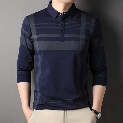 Silk Polo Shirt Men Long Sleeve Men