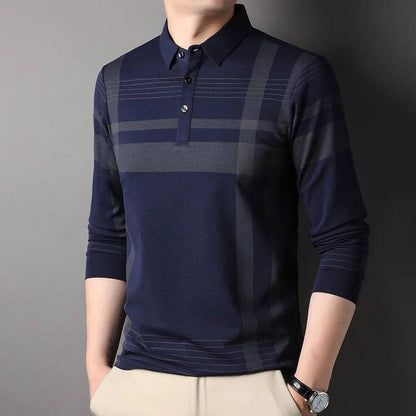 Silk Polo Shirt Men Long Sleeve Men