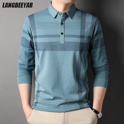 Silk Polo Shirt Men Long Sleeve Men