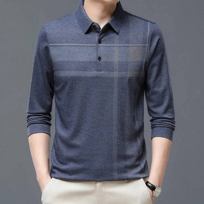 Men Shirts Casual Loose Thin Long Sleeved Polo Shirt