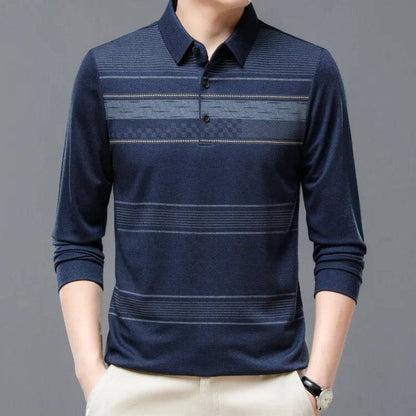 Men Shirts Casual Loose Thin Long Sleeved Polo Shirt