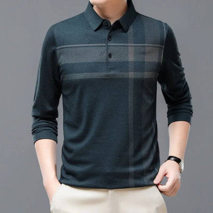 Men Shirts Casual Loose Thin Long Sleeved Polo Shirt