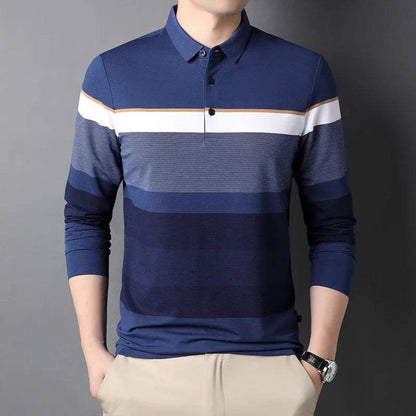 Men's lapel leisure cotton long-sleeved POLO shirt