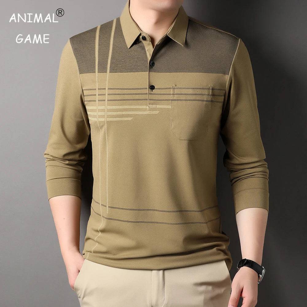 Mens Polo Shirts Regular Fit Casual Long Sleeve