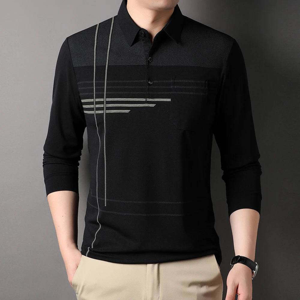 Mens Polo Shirts Regular Fit Casual Long Sleeve