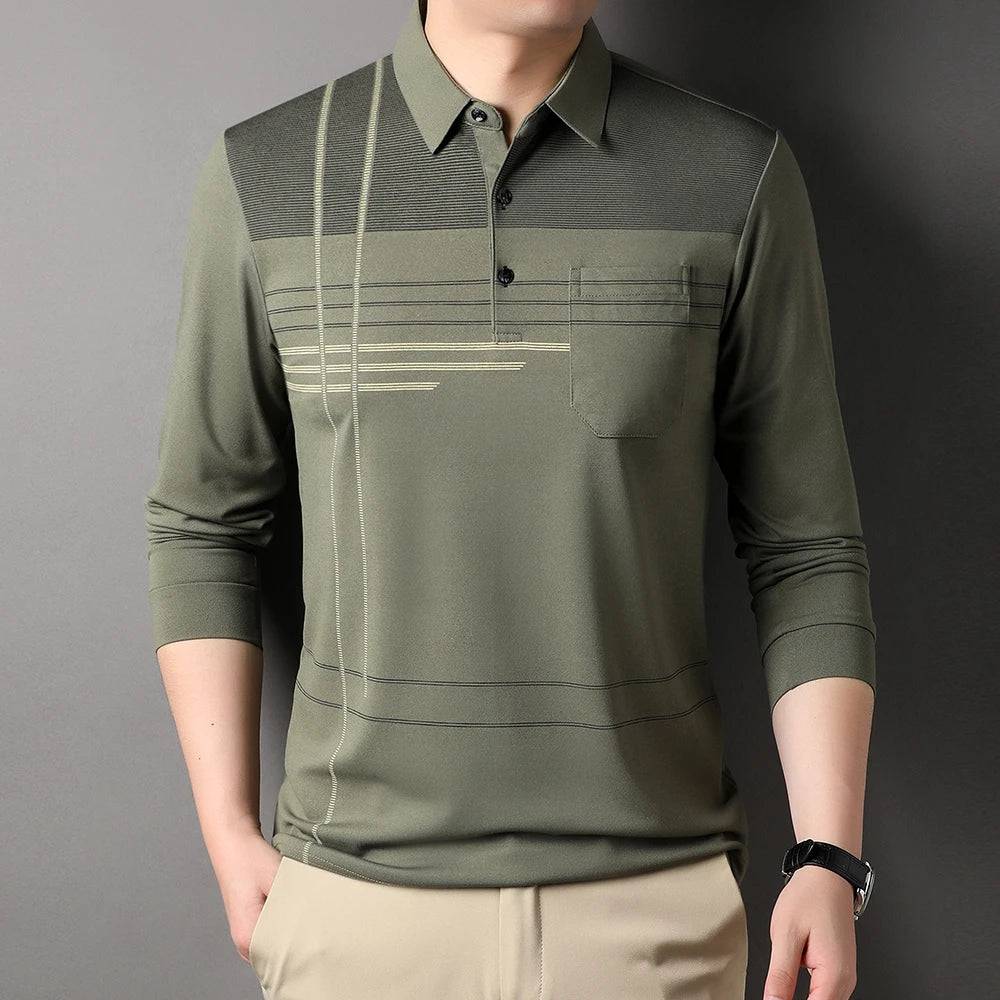 Mens Polo Shirts Regular Fit Casual Long Sleeve