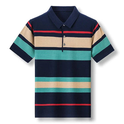 Men's Knitted Stripe Short Sleeved POLO Shirt