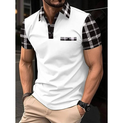 Men's short-sleeved polo shirt casual loose striped