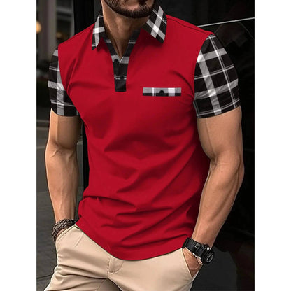 Men's short-sleeved polo shirt casual loose striped