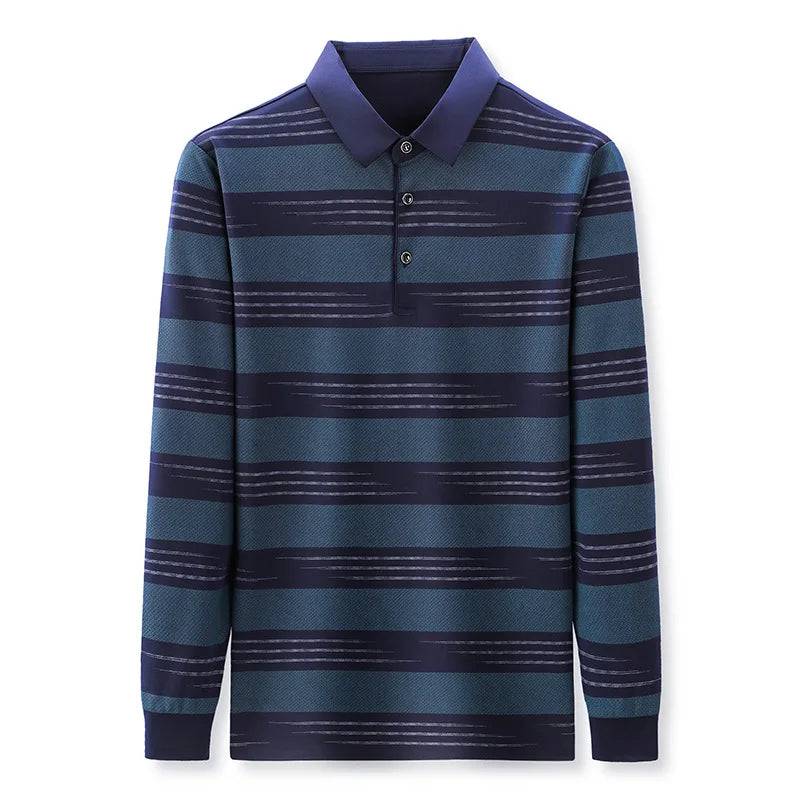 Men's Striped Polo Shirt Long Sleeve