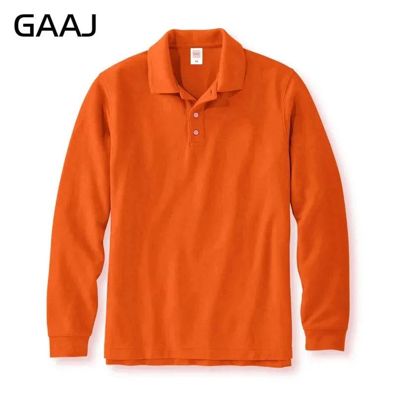 Mens Polo Cotton Long Sleeve Casual Business 250gsm 8.8oz