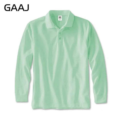 Mens Polo Cotton Long Sleeve Casual Business 250gsm 8.8oz