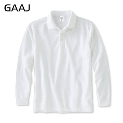 Mens Polo Cotton Long Sleeve Casual Business 250gsm 8.8oz