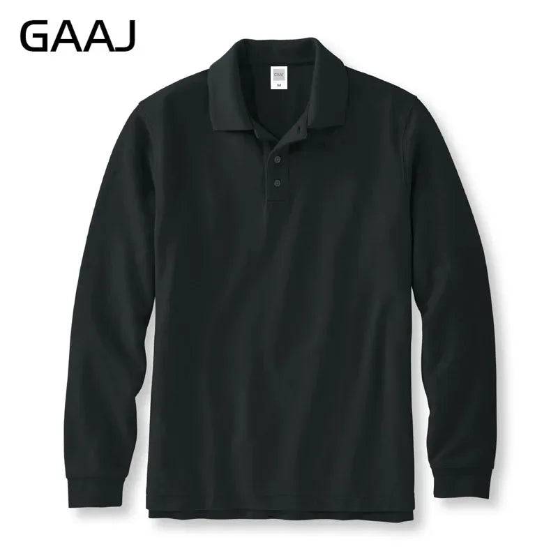 Mens Polo Cotton Long Sleeve Casual Business 250gsm 8.8oz