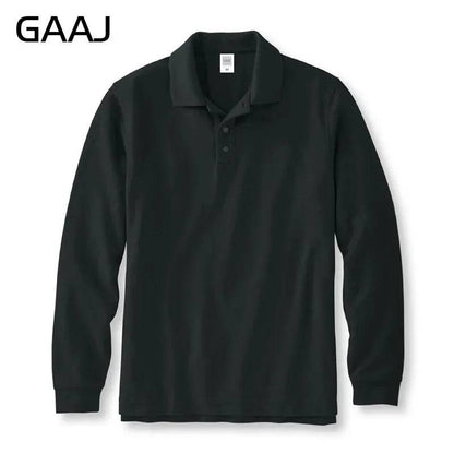 Mens Polo Cotton Long Sleeve Casual Business 250gsm 8.8oz