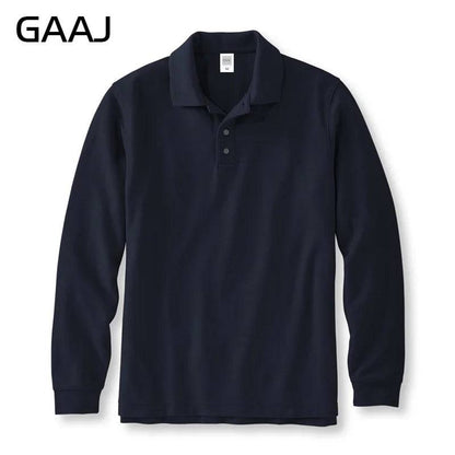 Mens Polo Cotton Long Sleeve Casual Business 250gsm 8.8oz