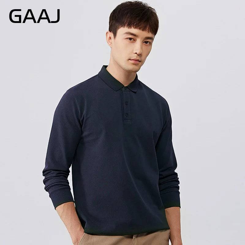 Mens Polo Cotton Long Sleeve Casual Business 250gsm 8.8oz