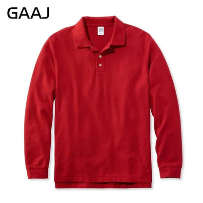 Mens Polo Cotton Long Sleeve Casual Business 250gsm 8.8oz