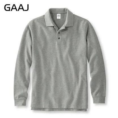 Mens Polo Cotton Long Sleeve Casual Business 250gsm 8.8oz