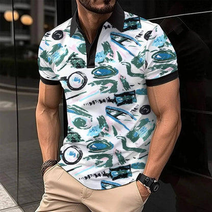 Triped Polo Shirt Summer Men's