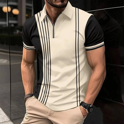 Triped Polo Shirt Summer Men's