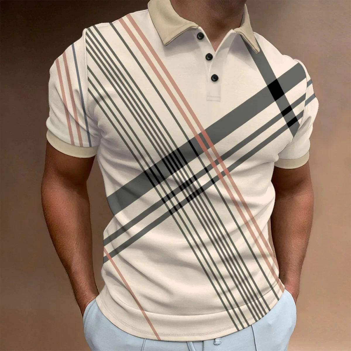 Triped Polo Shirt Summer Men's