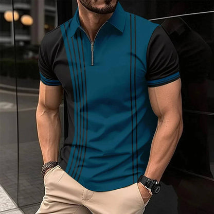 Triped Polo Shirt Summer Men's