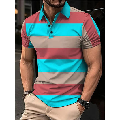 Men's Short Polo Lapel 3D Digital Printed