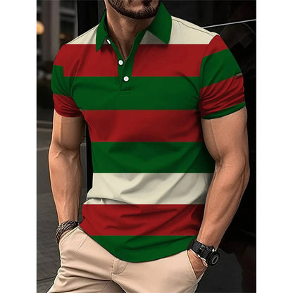 Men's Short Polo Lapel 3D Digital Printed