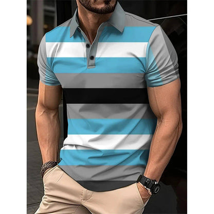 Men's Short Polo Lapel 3D Digital Printed