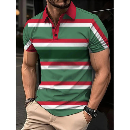 Men's Short Polo Lapel 3D Digital Printed