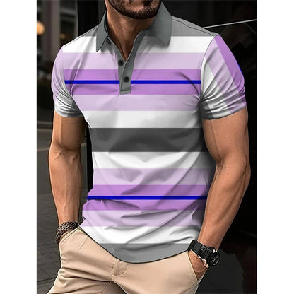 Men's Short Polo Lapel 3D Digital Printed