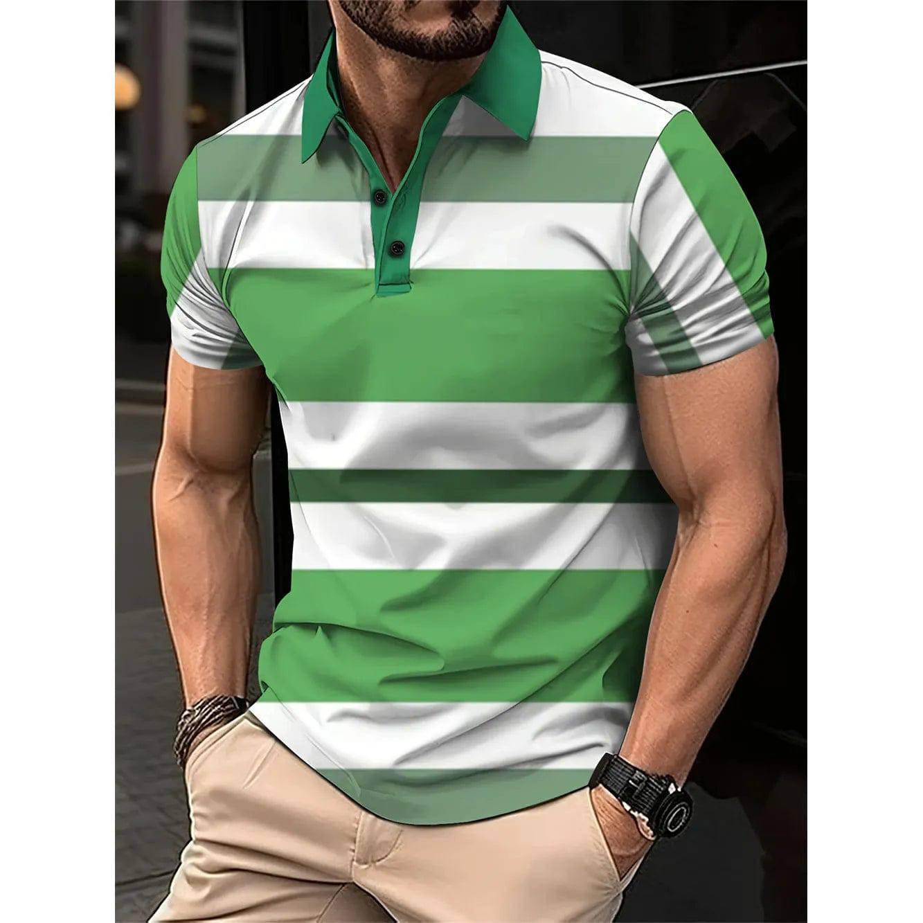 Men's Short Polo Lapel 3D Digital Printed