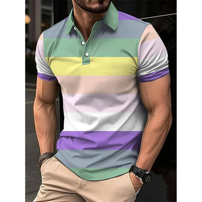 Men's Short Polo Lapel 3D Digital Printed