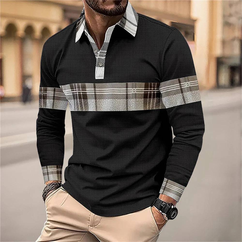 Polo Shirt Men's Breathable Leisure Long Sleeve