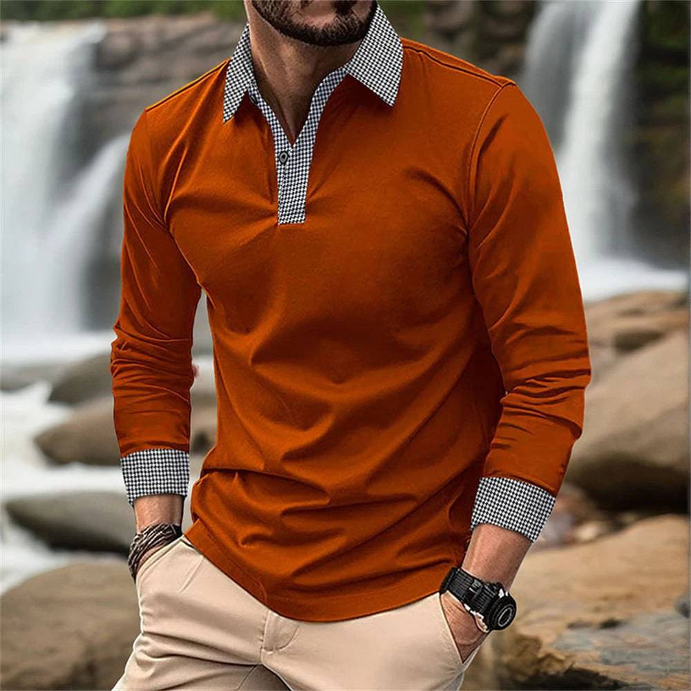 Polo Shirt Men's Breathable Leisure Long Sleeve