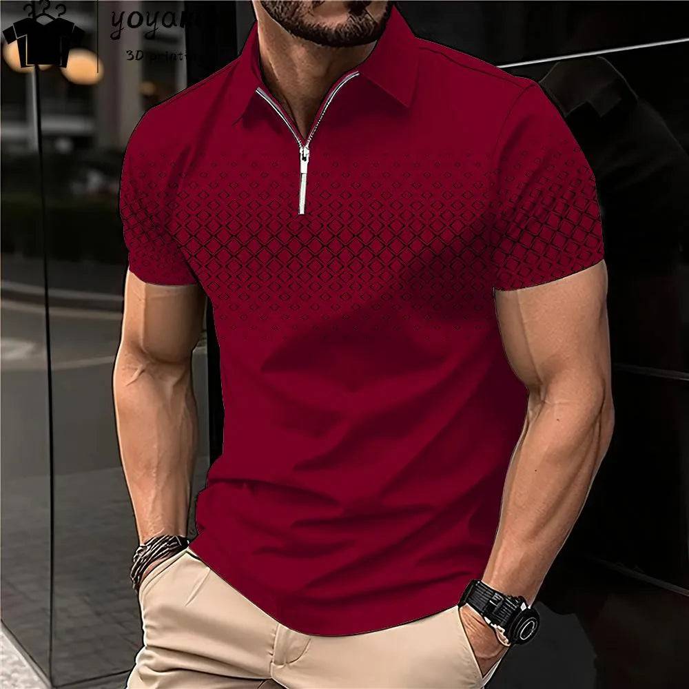 Men's Polo Shirt Lapel Striped Short Sleeve Letter Printed