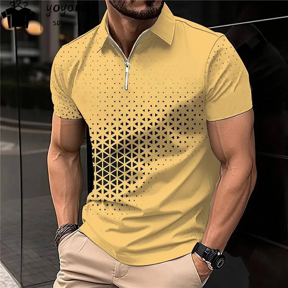 Men's Polo Shirt Lapel Striped Short Sleeve Letter Printed