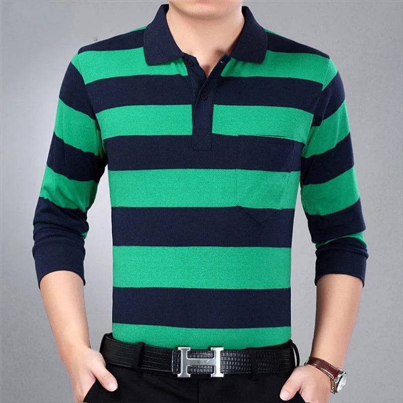 Polo Shirts Men Long Sleeve Loose Casual