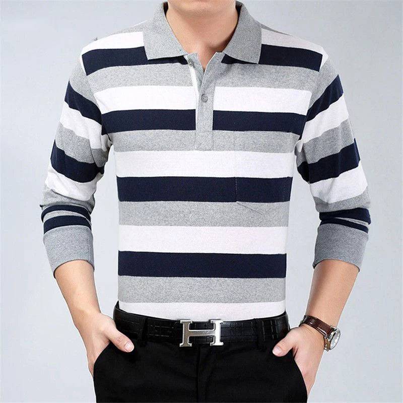 Polo Shirts Men Long Sleeve Loose Casual