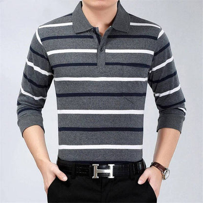 Polo Shirts Men Long Sleeve Loose Casual