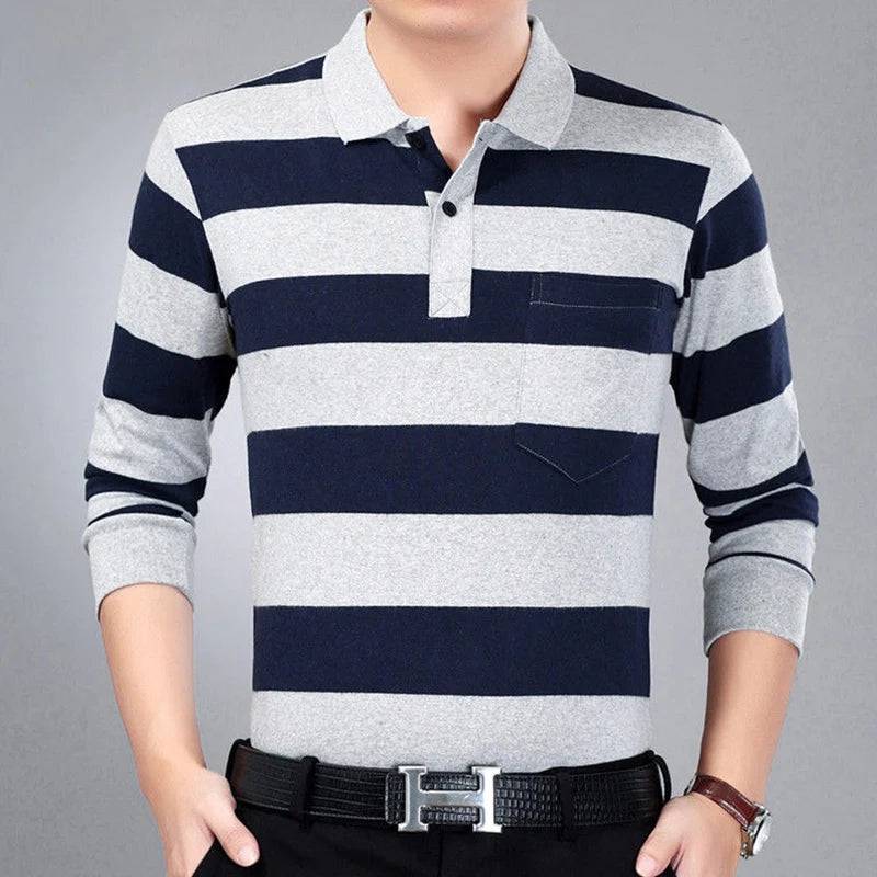 Polo Shirts Men Long Sleeve Loose Casual