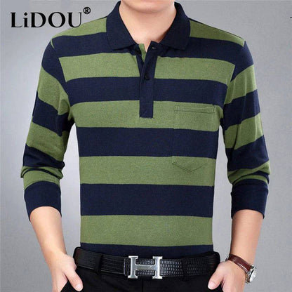 Polo Shirts Men Long Sleeve Loose Casual