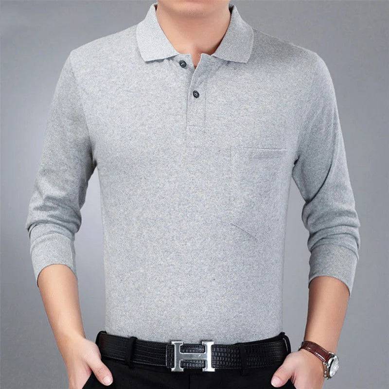 Polo Shirts Men Long Sleeve Loose Casual