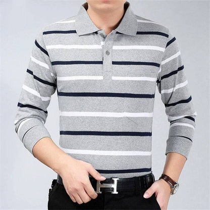 Polo Shirts Men Long Sleeve Loose Casual