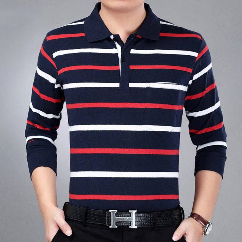 Polo Shirts Men Long Sleeve Loose Casual