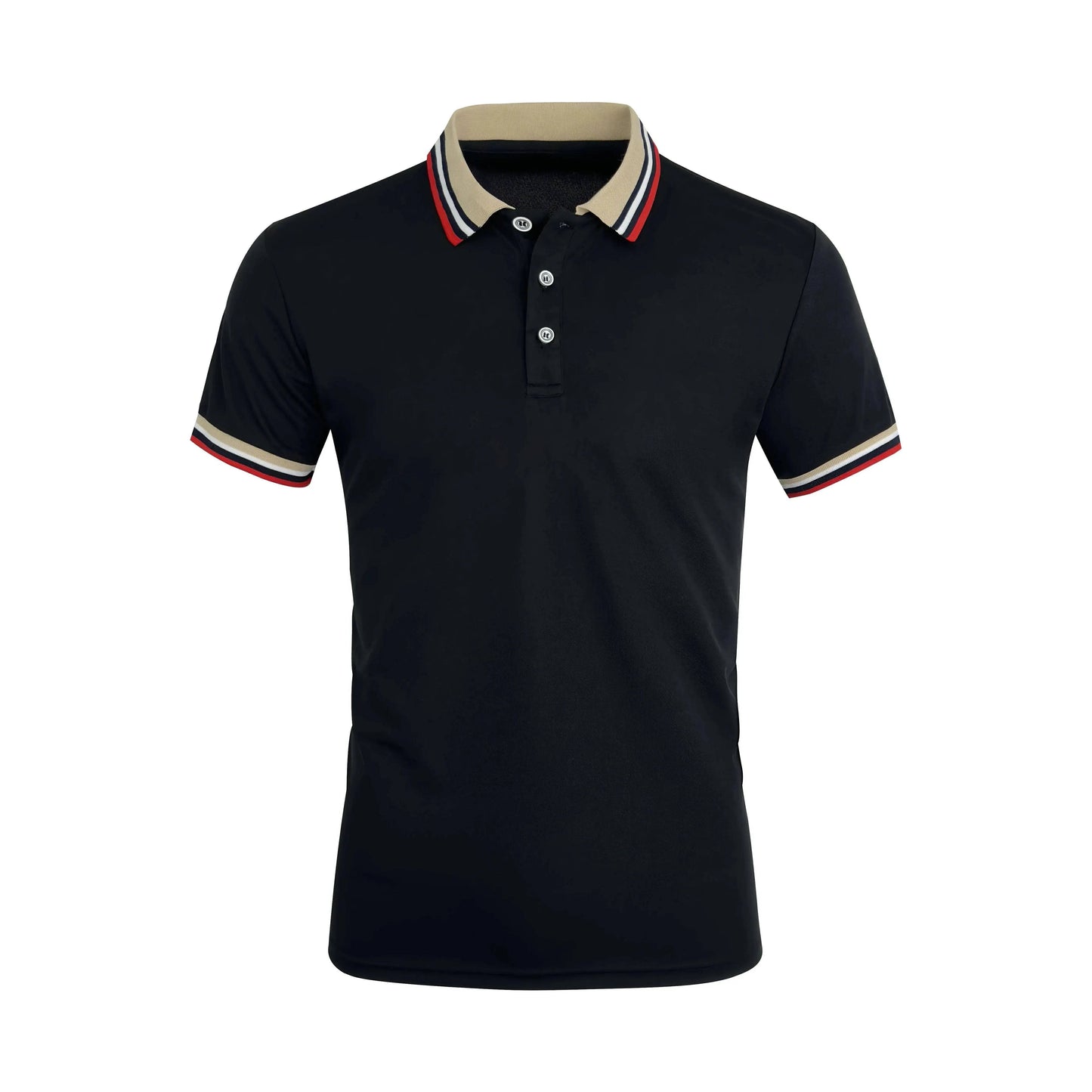 Men Breathable Cotton Striped Short Sleeve Polo Shirt