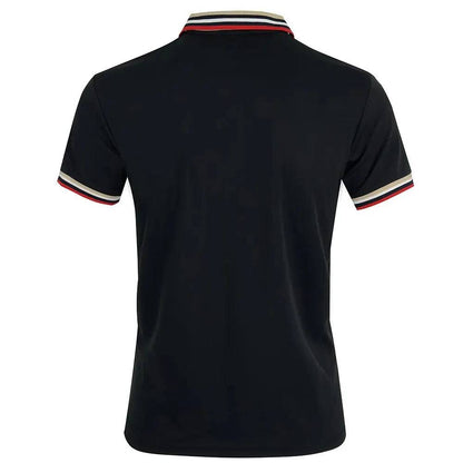 Men Breathable Cotton Striped Short Sleeve Polo Shirt